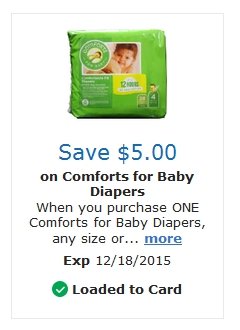$0.99 Comforts Jumbo Pack Diapers @ Fred Meyer