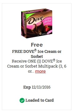 FREE Dove Ice Cream or Sorbet Multipack – LOAD TODAY @ Fred Meyer/QFC